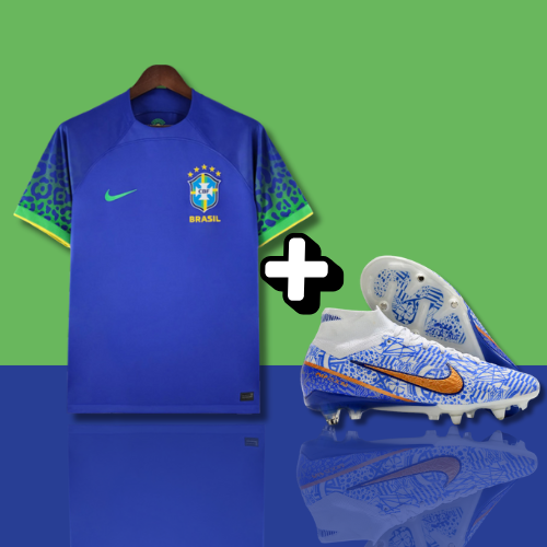 PACK | Maillot Brésil Domicile Bleu et Vert 22/23 + MERCURIAL SUPERFLY IX ELITE SG-6