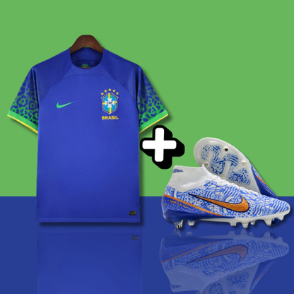 PACK | Maillot Brésil Domicile Bleu et Vert 22/23 + MERCURIAL SUPERFLY IX ELITE SG-6