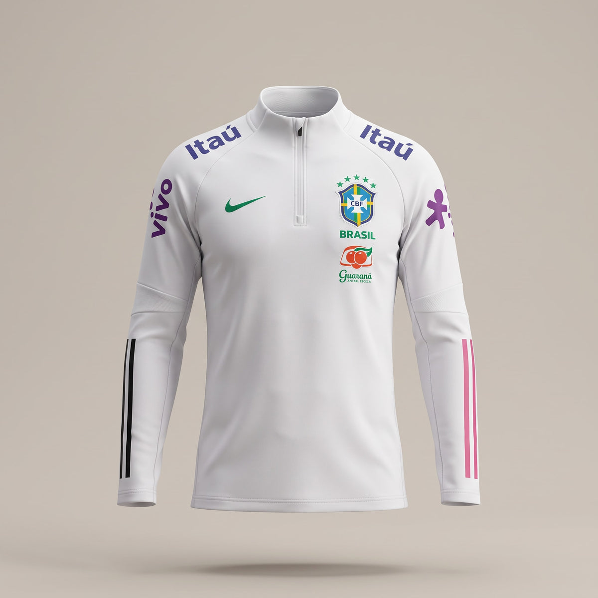 Veste du Brésil zippée 2026 – blanc, vue de face