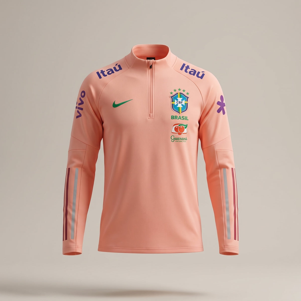 Veste du Brésil zippée 2026 – saumon, vue de face